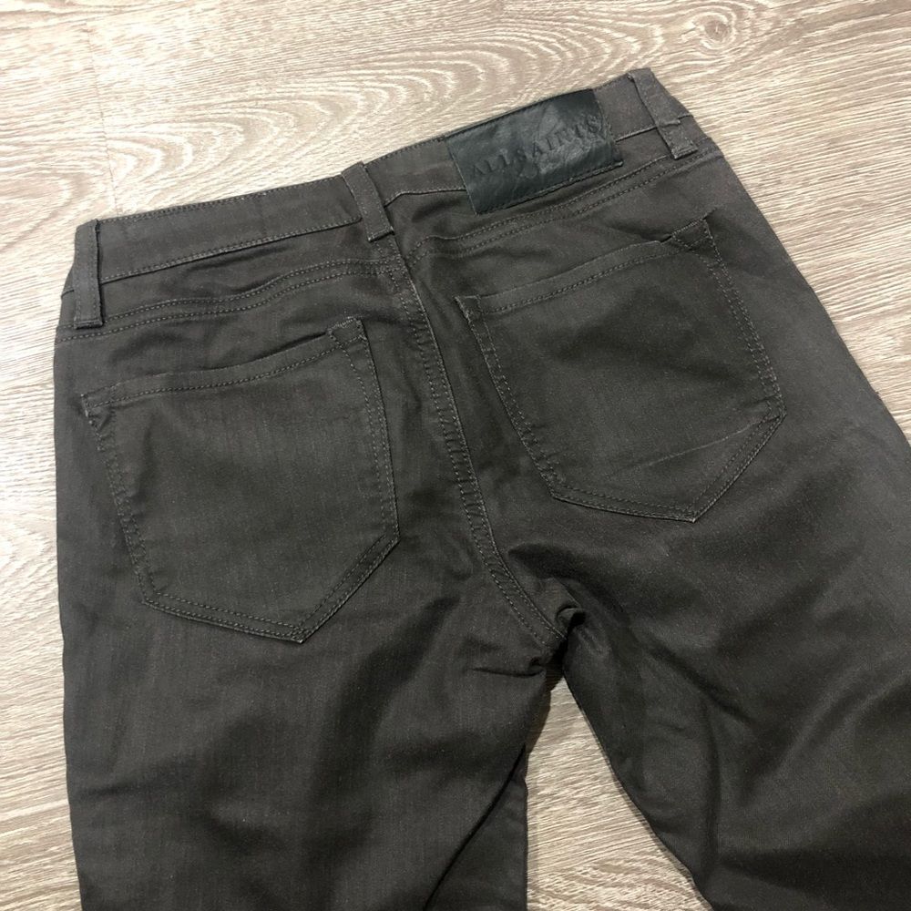 All Saints Track Low Rise Coated Ankle Skinny Jeans Gray Denim Pants 25 - Picture 2 of 6